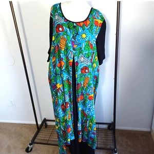 VTG We Be Bop Fruit And Flowers Rayon Maxi Plus Size Dress 2X